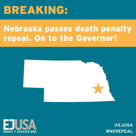 Nebraska passes repeal - on to the Governor! Share this on Facebook!