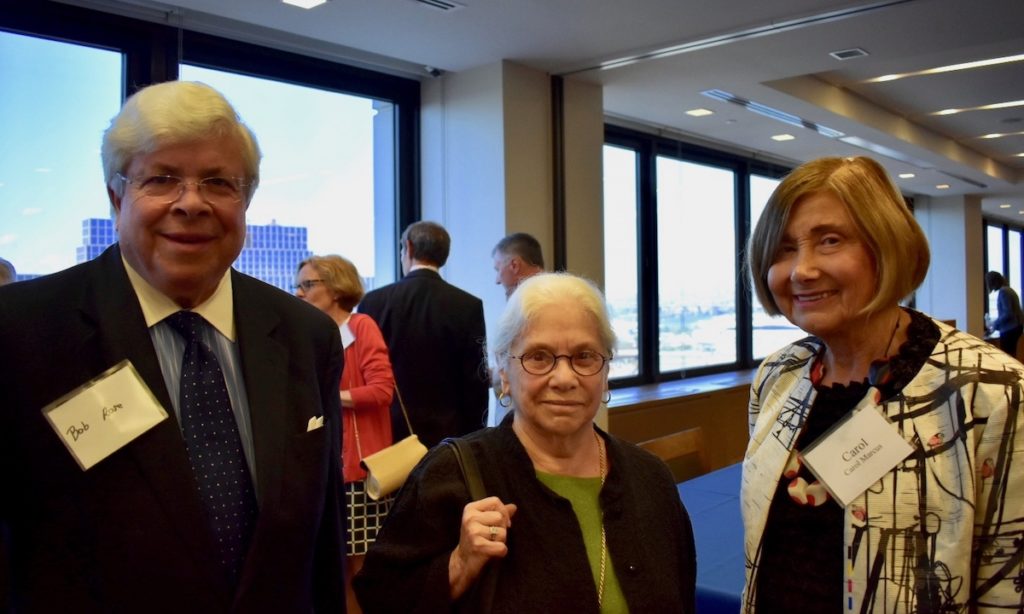 L to R: Bob Rose, former clerk to Judge Gibbons; NJ Supreme Court Chief Justice Deborah Poritz, retired, who is the board chair for the Fund for New Jersey, which gave an inaugural leadership gift to the Fund; and former Gibbons clerk Carol Marcus
