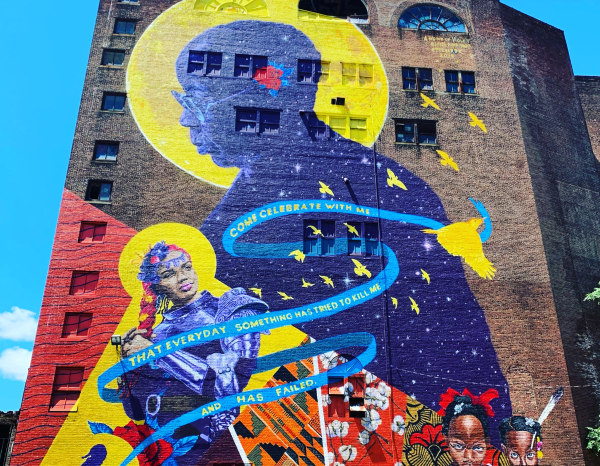 vibrantly painted city mural