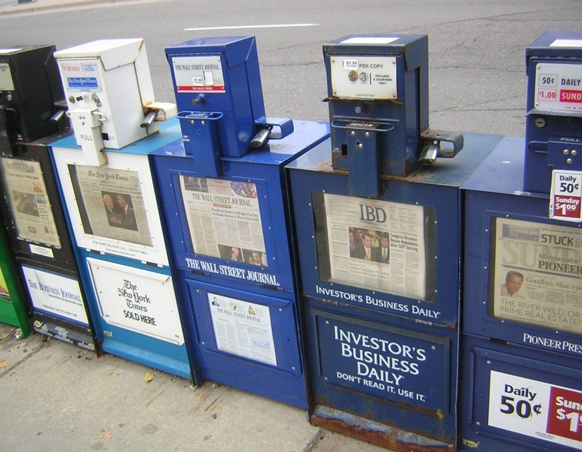 Row of newspaper boxes
