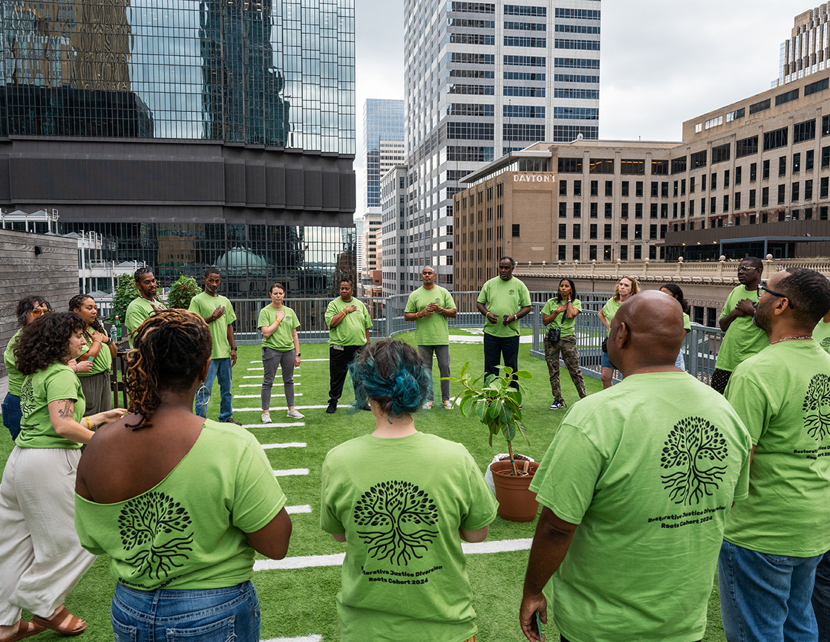 Restorative justice practitioners in a circle